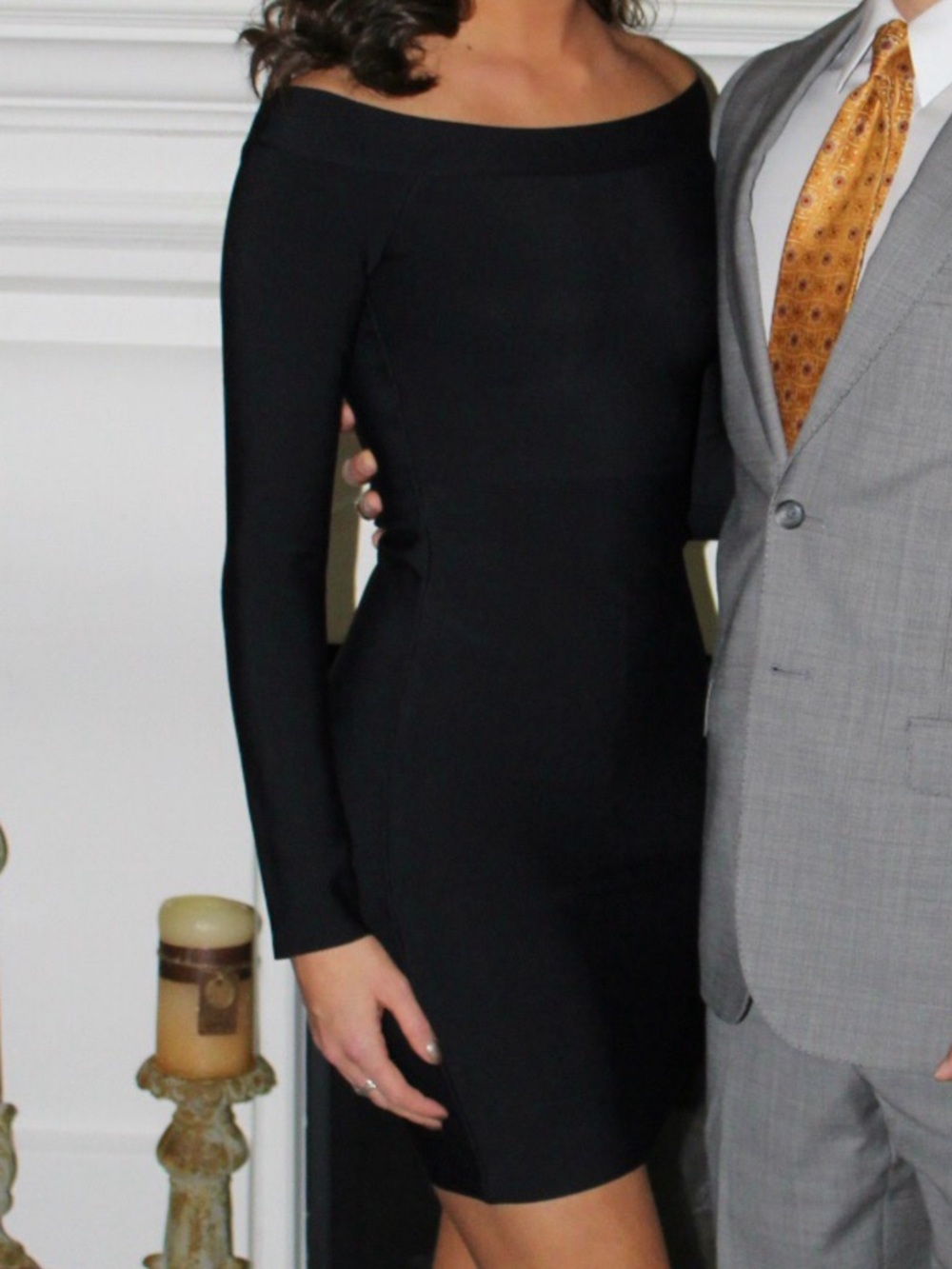 BCBG Black Off-Shoulder Bodycon Dress